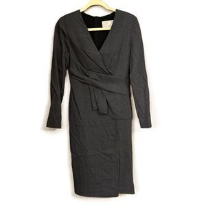 Jason Wu Gray Tie VNeck Long Sleeve Wrap Dress Size 4